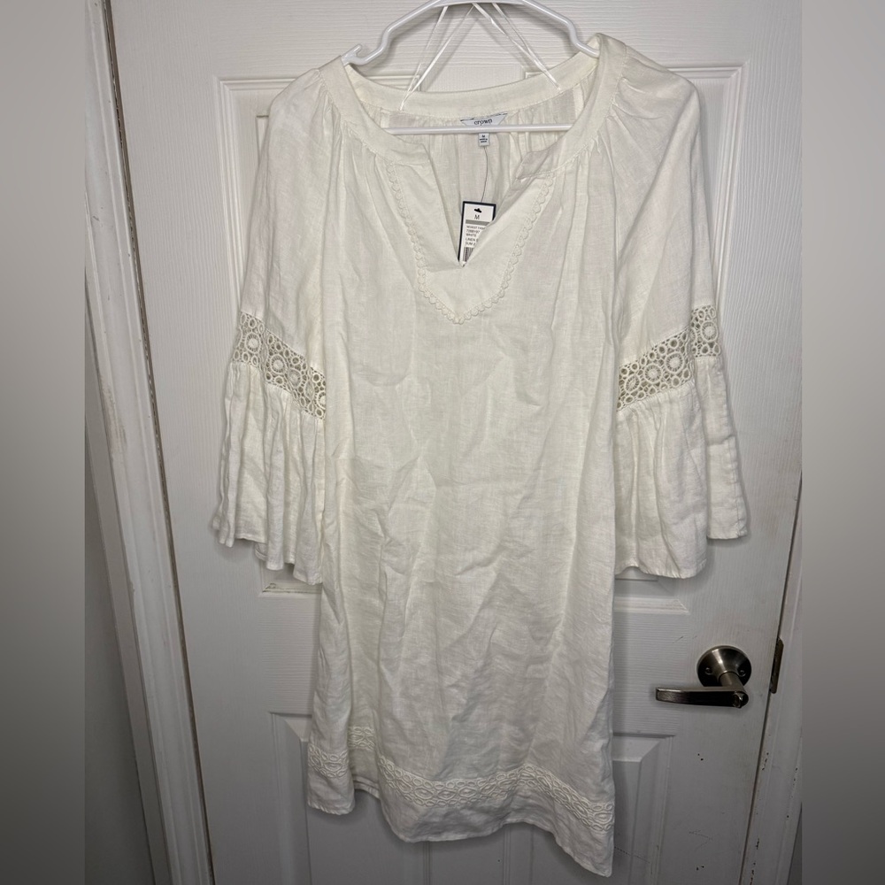 crown & ivy Cream Crochet-Inset Boho Dress NWT